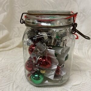 Christmas‎ Jar With Cookie Cutters And Ornaments Anchor Hocking Jar Decoration